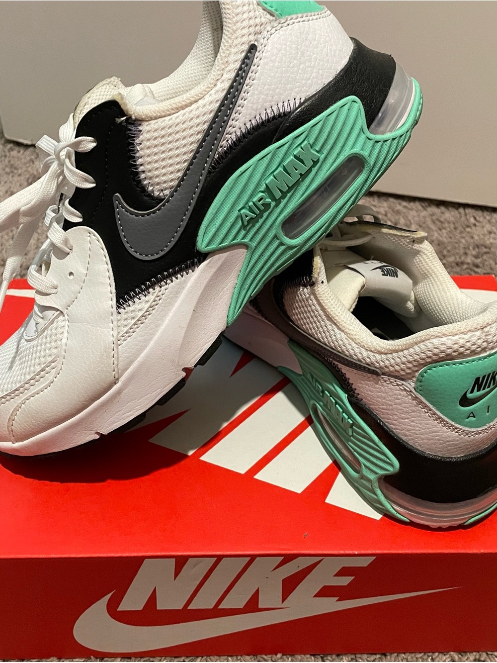 Nike Kids Air Max White Black Mint Green Sneakers